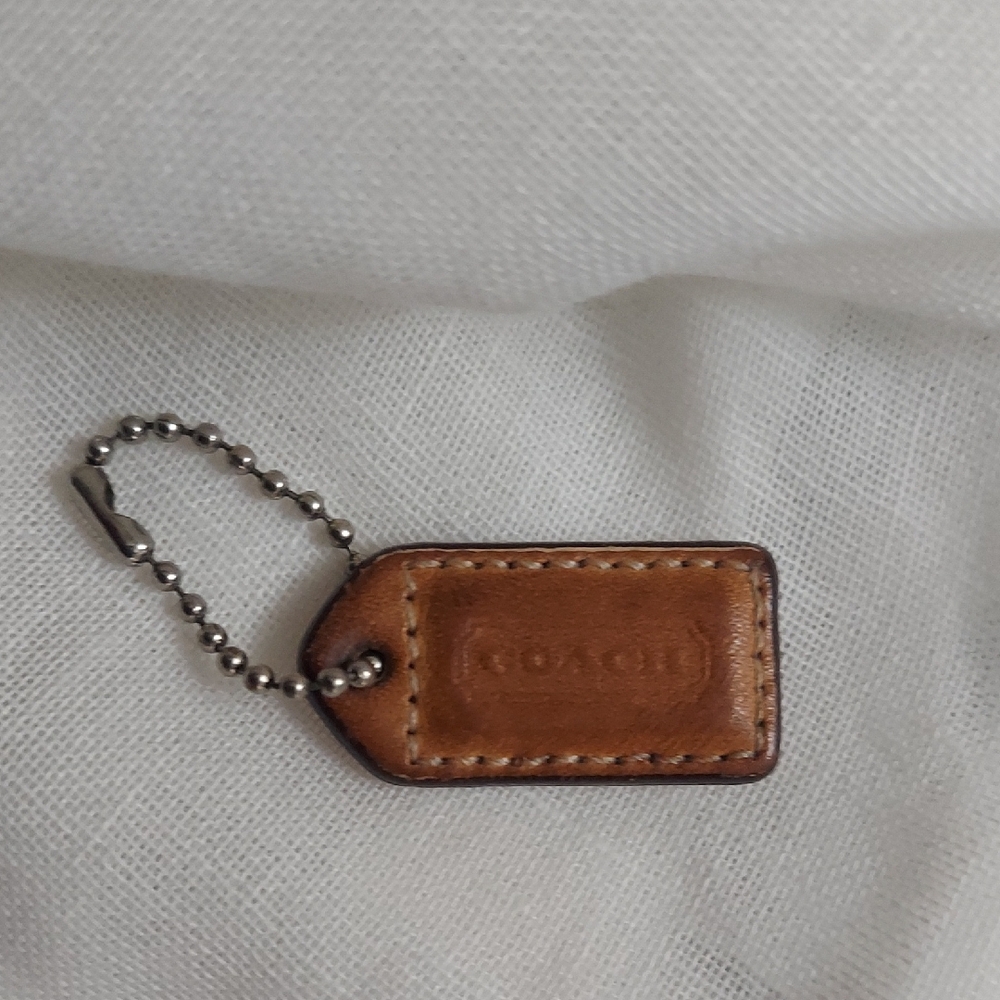 Vintage Coach Dual Color Brown/Pink Leather Hang tag Chain